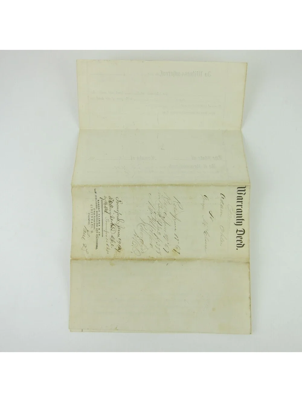 US Revenue Stamp 50 cent Scott R60 on Darke County Ohio Deed Ohler McClure 1867